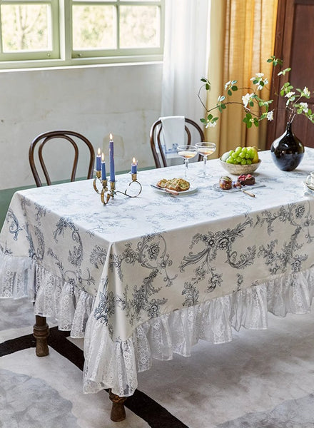 Picnic Spring Flower Table Covers for Round Table, Large Modern Rectangle Tablecloth for Dining Table, Farmhouse Table Cloth for Oval Table-Paintingforhome