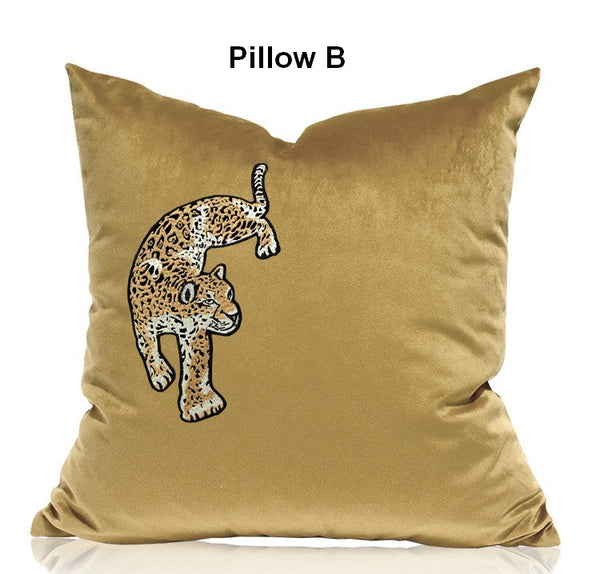 Contemporary Throw Pillows, Cheetah Decorative Cushion, Modern Sofa Pillows, Decorative Pillows for Living Room-Paintingforhome