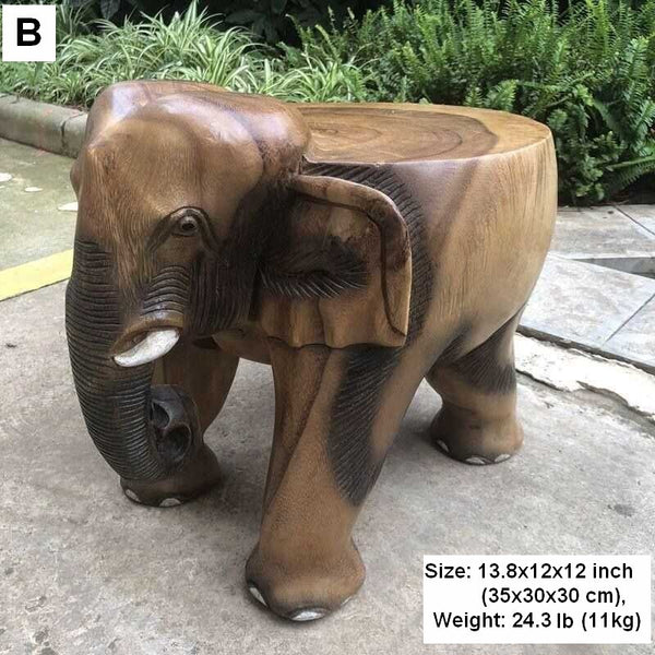 Elephant Wooden Stool, Elephant Sofa Stool, Dining Table Stool, Handmade Solid Wood low Stool, Creative Shoe-changing Stool-Paintingforhome