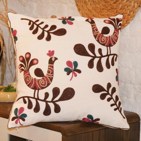 Farmhouse Embroider Cotton Pillow Covers, Love Birds Decorative Sofa Pillows, Cotton Decorative Pillows, Decorative Throw Pillows for Couch-Paintingforhome