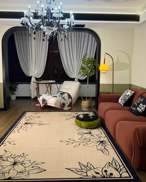 Geometric Contemporary Rugs Next to Bed, Modern Rugs for Dining Room, Contemporary Modern Rugs, Mid Century Area Rugs for Living Room-Paintingforhome