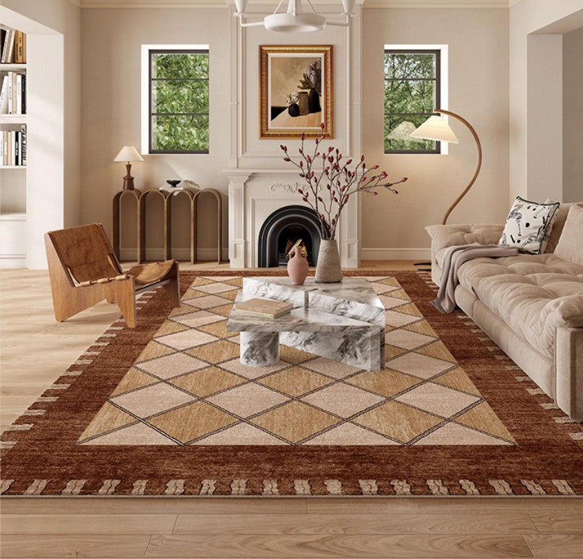 Geometric Contemporary Modern Rugs Next to Bed, Large Abstract Rugs for Living Room, Mid Century Large Modern Area Rugs-Paintingforhome