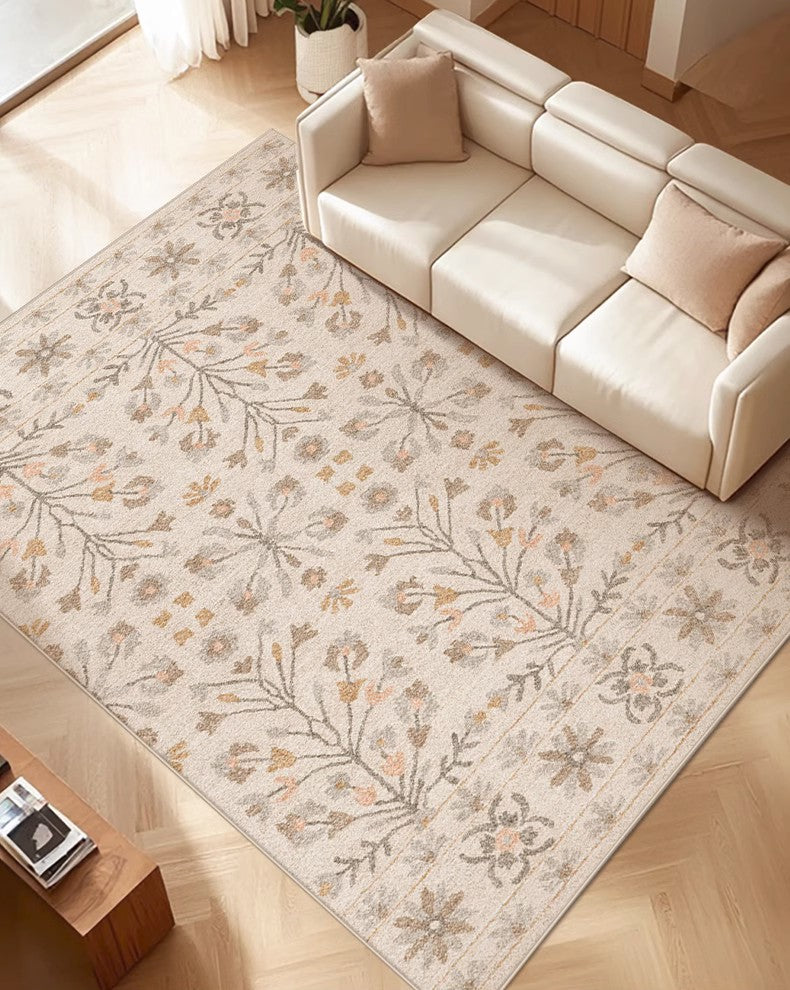 Modern Flower Pattern Rug For Living Room, Colorful Botanical Floral Area Carpet