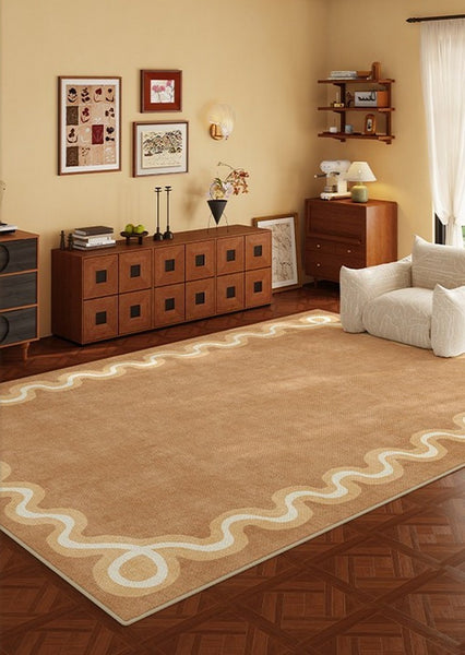 Dining Room Geometric Modern Rugs, Large Modern Rugs for Living Room, Bedroom Modern Rugs, Cream Color Contemporary Modern Rugs-Paintingforhome