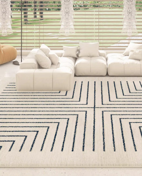 Runner Rugs Next to Bed, Contemporary Rugs for Living Room, Bathroom Runner Rugs, Bohemian Stripe Floor Carpets, Large Modern Rugs for Dining Room-Paintingforhome