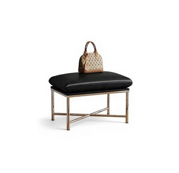 Modern Shoe Changing Ottoman, Upholstered Shoe Bench, Contemporay Bedroom Bench, Narrow Entryway Bench, Mid-Century Hall Bench, Luxury Genuine Leather Entry Bench-Paintingforhome