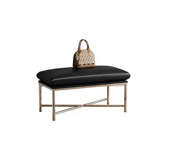 Modern Shoe Changing Ottoman, Upholstered Shoe Bench, Contemporay Bedroom Bench, Narrow Entryway Bench, Mid-Century Hall Bench, Luxury Genuine Leather Entry Bench-Paintingforhome