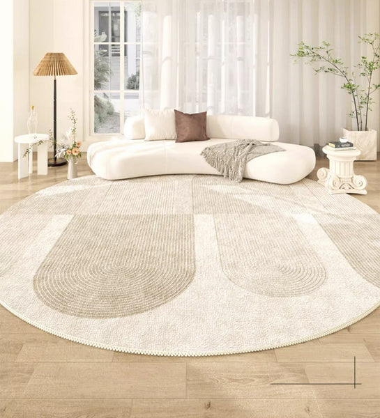 Contemporary Area Rugs, Abstract Modern Area Rugs under Coffee Table, Round Area Rugs, Modern Rugs in Bedroom, Dining Room Area Rug-Paintingforhome