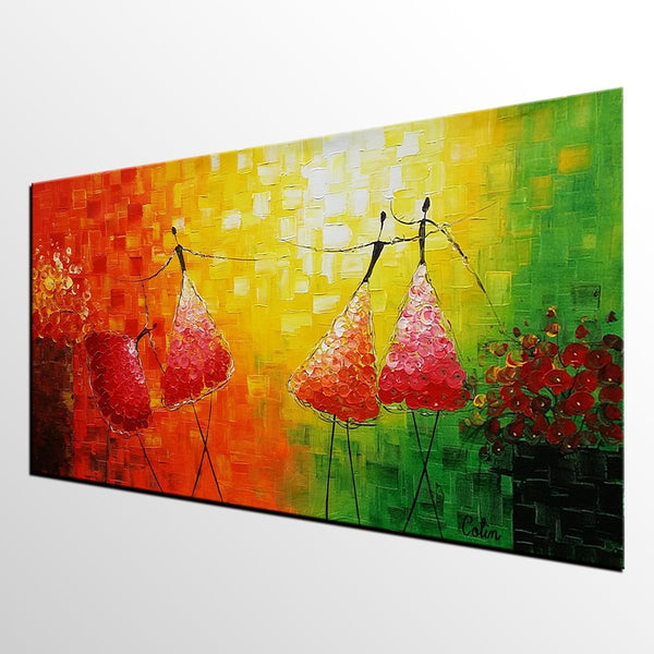 Simple Modern Painting, Paintings for Bedroom, Acrylic Art on Canvas, Abstract Ballet Dancer Painting, Original Wall Art, Acrylic Painting for Sale-LargePaintingArt.com