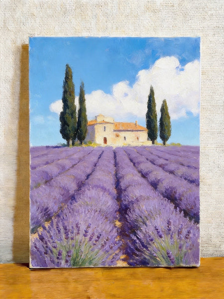 Hand Painted Canvas Art, Lavender Fields of Provence, Original Landscape Paintings, Small Canvas Wall Art Paintings, Buy Original Oil Paintings Online