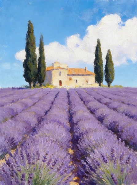 Hand Painted Canvas Art, Lavender Fields of Provence, Original Landscape Paintings, Small Canvas Wall Art Paintings, Buy Original Oil Paintings Online