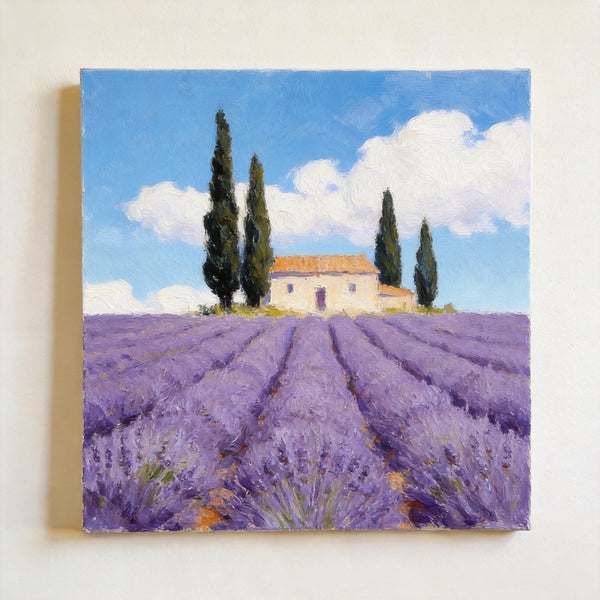 Small Canvas Artwork,Provence Afternoon in Purple Hues, Lavender Field Painting, Buy Small Artwork Online, Hand Painted Canvas Art, Original Landscape Paintings-Paintingforhome