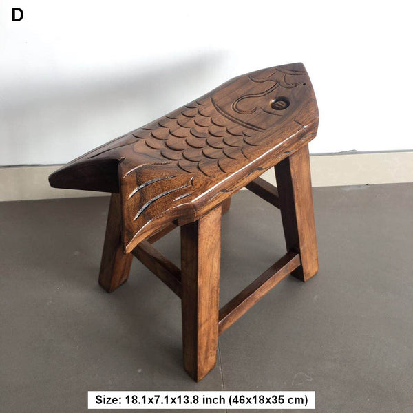 Handmade Solid Wood low Stool, Creative Shoe-changing Stool, Vintage Old Elm Wood Stool, Children's Wooden Stool, Sofa Stool, Dining Table Stool-Paintingforhome