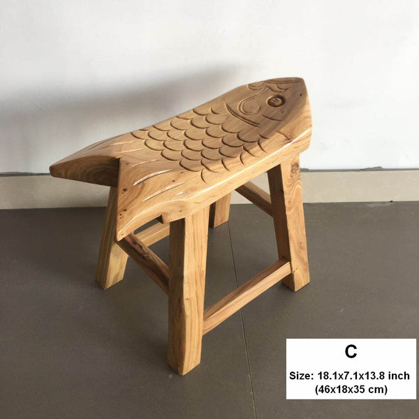 Handmade Solid Wood low Stool, Creative Shoe-changing Stool, Old Elm Wood Stool, Children's Wooden Stool, Sofa Stool, Dining Table Stool-Paintingforhome