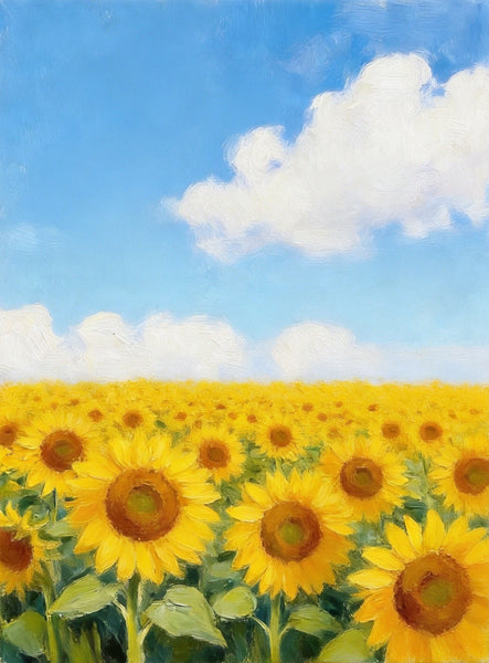Small Canvas Wall Art Paintings, Original Landscape Paintings, Sunflower Field Painting, Buy Original Art Online, Hand Painted Canvas Artwork-Paintingforhome
