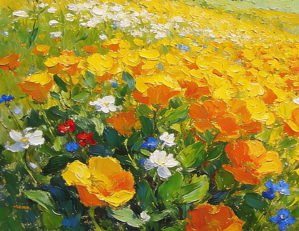 Small Paintings on Canvas, Spring Blooms in the Valley, Heavy Texture Paintings, Hand Painted Canvas Art, Original Small Landscape Paintings, Small Oil Paintings on Canvas-Paintingforhome