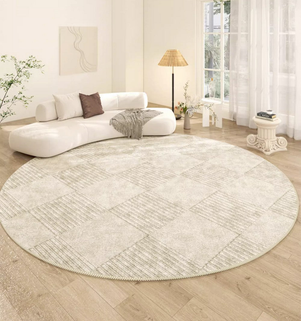 Living Room Contemporary Modern Rugs, Geometric Circular Rugs for Dining Room, Modern Rugs under Coffee Table, Abstract Modern Round Rugs for Bedroom-Paintingforhome