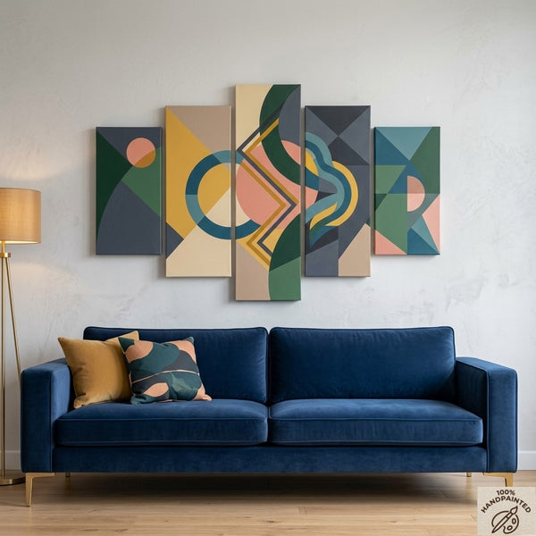 Extra Large Abstract Paintings, Geometric Modern Art, Hand Painted Acrylic Art, Contemporary Canvas Paintings