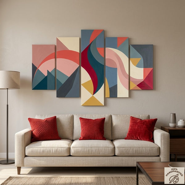 Acrylic Abstract Paintings, Geometric Modern Art, Hand Painted Canvas Art, Contemporary Canvas Paintings