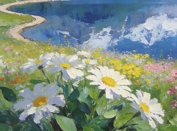 Snow-Capped Peaks Reflected in the Lake, Hand Painted Canvas Art, Small Oil Paintings on Canvas, Small Original Oil Paintings, Small Landscape Paintings-Paintingforhome