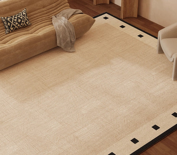 Mid Century Modern Rugs Next to Bed, Modern Rugs for Dining Room, Contemporary Rugs for Bedroom, Cream Modern Carpets for Living Room-Paintingforhome