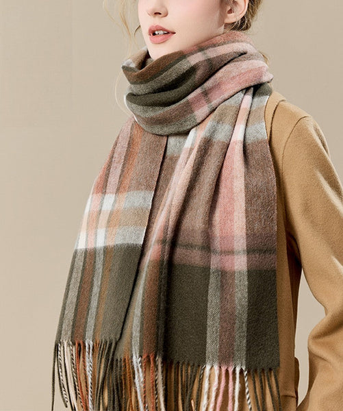 Warm Winter Scarf, Cold Weather Scarf, Soft Cashmere Scarf for Women, Checked Scarf Winter Wool Scarf, Elegant Wool Scarves, Holiday Scarf, Fashion Scarf, Christmas Gifts for Her-Paintingforhome