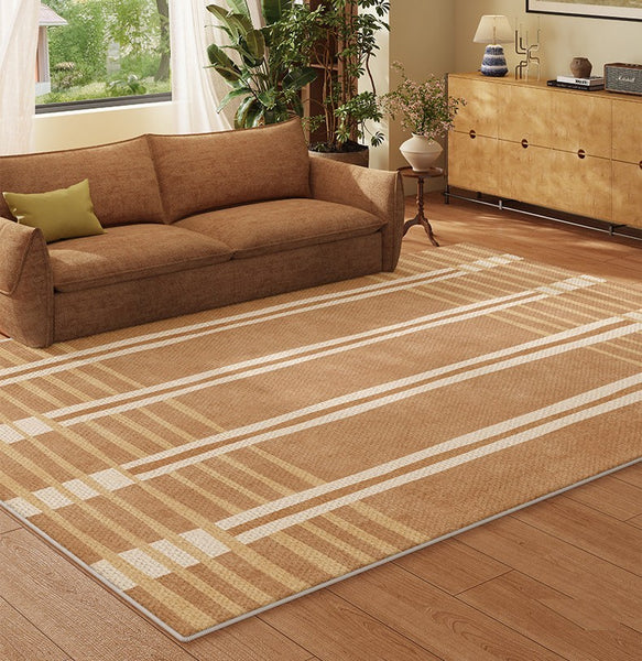 Geometric Modern Rugs for Dining Room, Large Modern Rugs for Living Room, Bedroom Modern Rugs, Cream Color Contemporary Modern Rugs-Paintingforhome