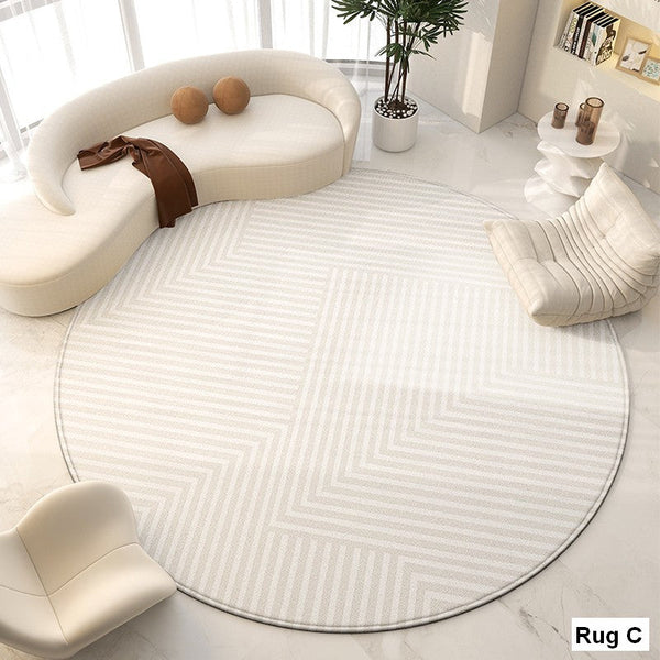 Living Room Contemporary Modern Rugs, Modern Area Rugs for Bedroom, Geometric Round Rugs for Dining Room, Circular Modern Rugs under Chairs-Paintingforhome