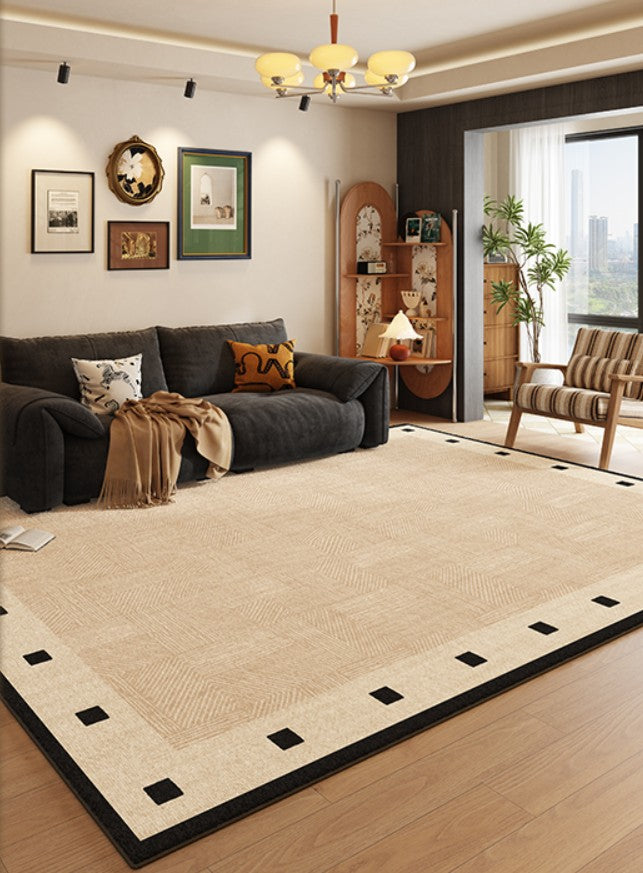 Mid Century Modern Rugs Next to Bed, Modern Rugs for Dining Room, Contemporary Rugs for Bedroom, Cream Modern Carpets for Living Room-Paintingforhome