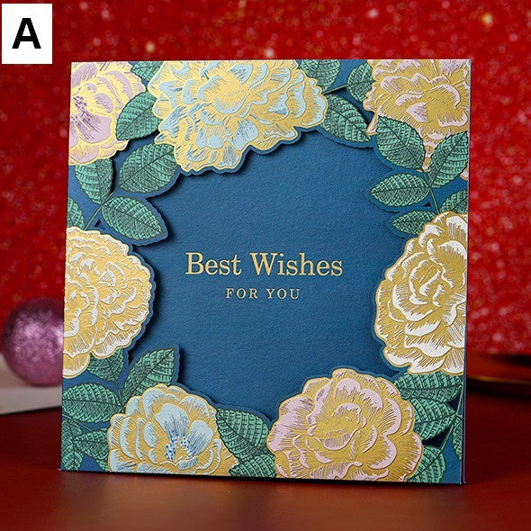 Blue Flower Greeting Cards, Beautiful Greeting Cards to Friends, Creative Birthday Greeting Card, Original Handmade Greeting Cards-Paintingforhome