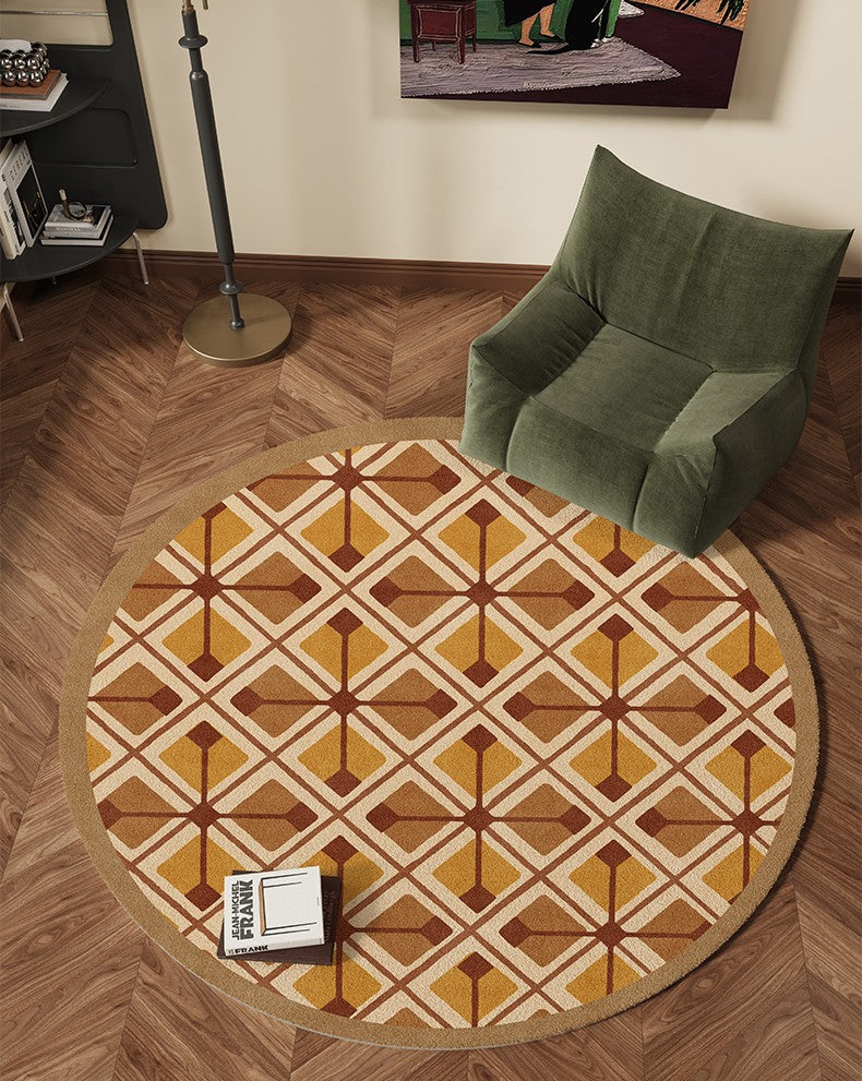 Bedroom Modern Round Rugs, Dining Room Contemporary Round Rugs, Modern Rug Ideas for Living Room, Circular Modern Rugs under Chairs-Paintingforhome