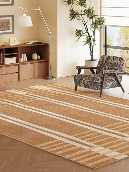 Geometric Modern Rugs for Dining Room, Large Modern Rugs for Living Room, Bedroom Modern Rugs, Cream Color Contemporary Modern Rugs-Paintingforhome