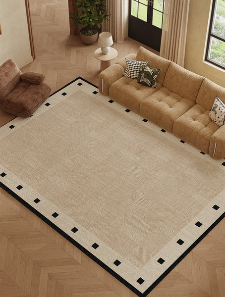 Mid Century Modern Rugs Next to Bed, Modern Rugs for Dining Room, Contemporary Rugs for Bedroom, Cream Modern Carpets for Living Room-Paintingforhome