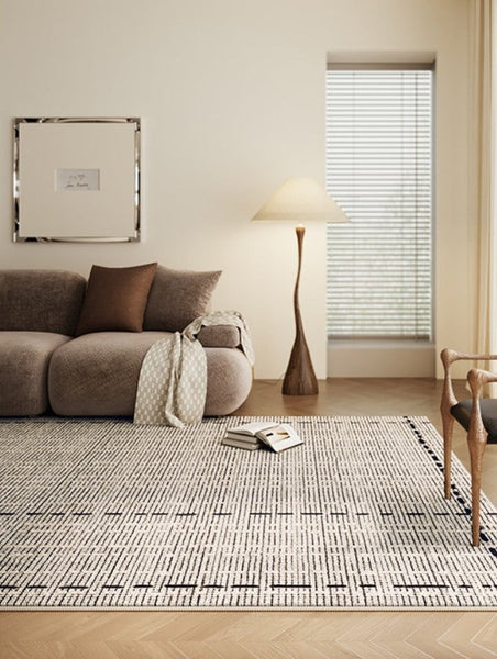 Mid Century Modern Rugs for Bedroom, Large Modern Rugs for Living Room, Contemporary Abstract Rugs under Dining Room Table-Paintingforhome