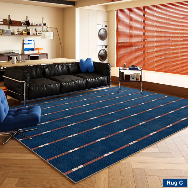 Mid Century Area Rugs, Contemporary Modern Living Room Rug Ideas, Blue Modern Rugs for Dining Room, Bedroom Modern Floor Carpet-Paintingforhome