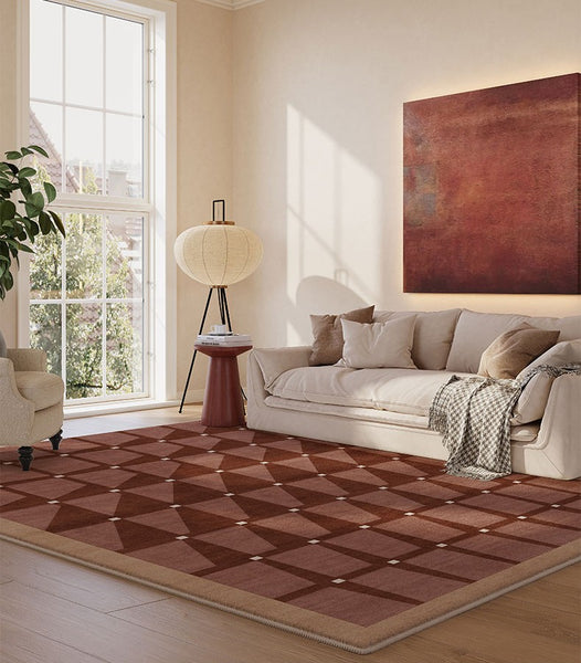 Modern Living Room Rug Ideas, Modern Rugs for Dining Room, Mid Century Modern Rugs Next to Bed, Thick Contemporary Rugs for Bedroom-Paintingforhome