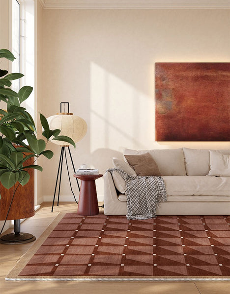 Modern Living Room Rug Ideas, Modern Rugs for Dining Room, Mid Century Modern Rugs Next to Bed, Thick Contemporary Rugs for Bedroom-Paintingforhome