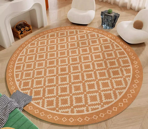 Abstract Modern Area Rugs for Bedroom, Contemporary Modern Rug for Living Room, Geometric Round Rugs for Dining Room, Circular Modern Rugs under Chairs-Paintingforhome