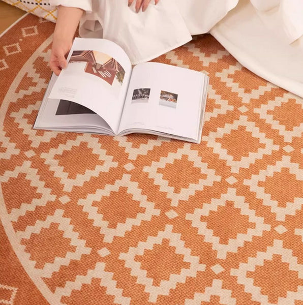 Abstract Modern Area Rugs for Bedroom, Contemporary Modern Rug for Living Room, Geometric Round Rugs for Dining Room, Circular Modern Rugs under Chairs-Paintingforhome