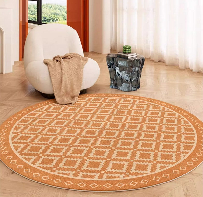 Abstract Modern Area Rugs for Bedroom, Contemporary Modern Rug for Living Room, Geometric Round Rugs for Dining Room, Circular Modern Rugs under Chairs-Paintingforhome