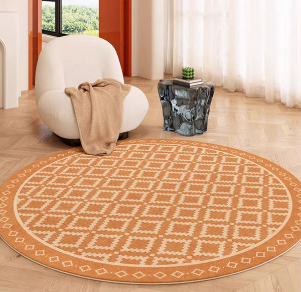 Abstract Modern Area Rugs for Bedroom, Contemporary Modern Rug for Living Room, Geometric Round Rugs for Dining Room, Circular Modern Rugs under Chairs-Paintingforhome