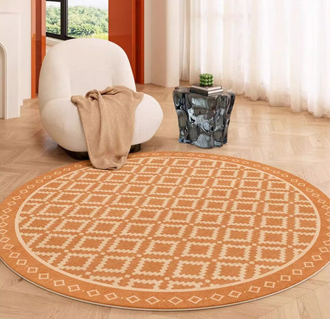 Abstract Modern Area Rugs for Bedroom, Contemporary Modern Rug for Living Room, Geometric Round Rugs for Dining Room, Circular Modern Rugs under Chairs-Paintingforhome