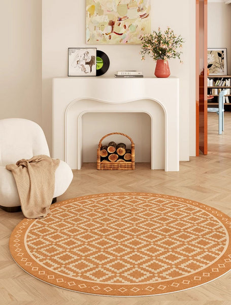 Abstract Modern Area Rugs for Bedroom, Contemporary Modern Rug for Living Room, Geometric Round Rugs for Dining Room, Circular Modern Rugs under Chairs-Paintingforhome