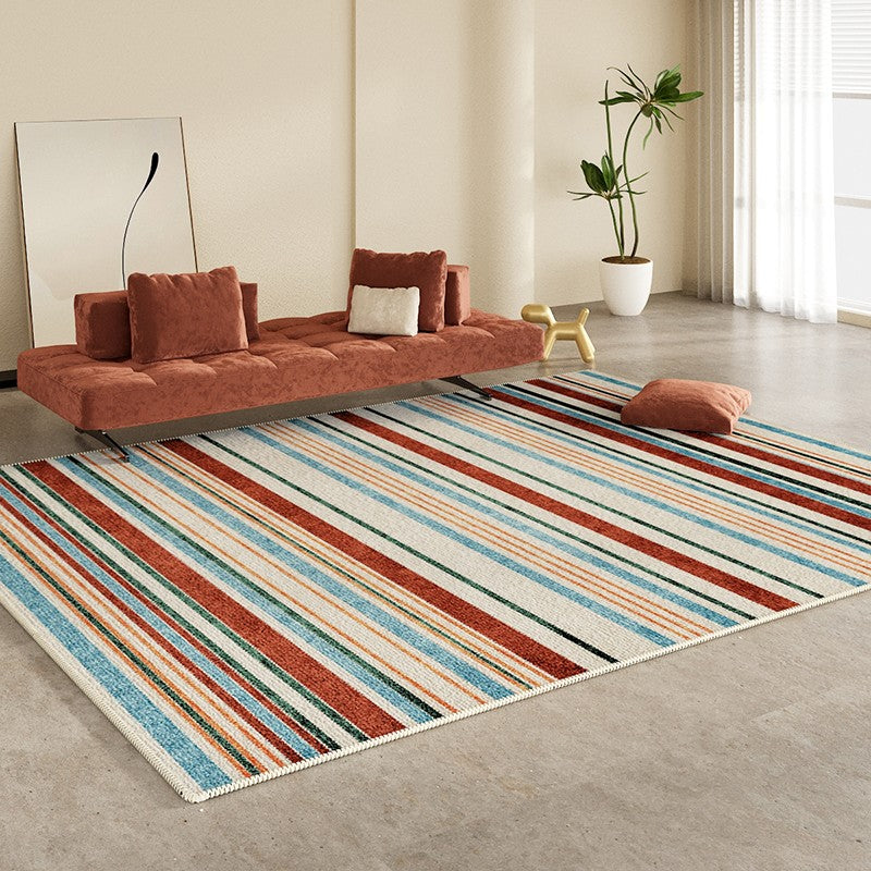 Colorful Modern Rugs under Dining Room Table, Abstract Area Rugs for Living Room, Modern Carpets for Kitchen, Geometric Contemporary Modern Rugs Next to Bed-Paintingforhome