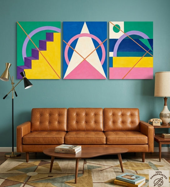 Modern Paintings for Living Room, Multi Panel Canvas Art, Large Group Paintings, Geometric Abstract Paintings