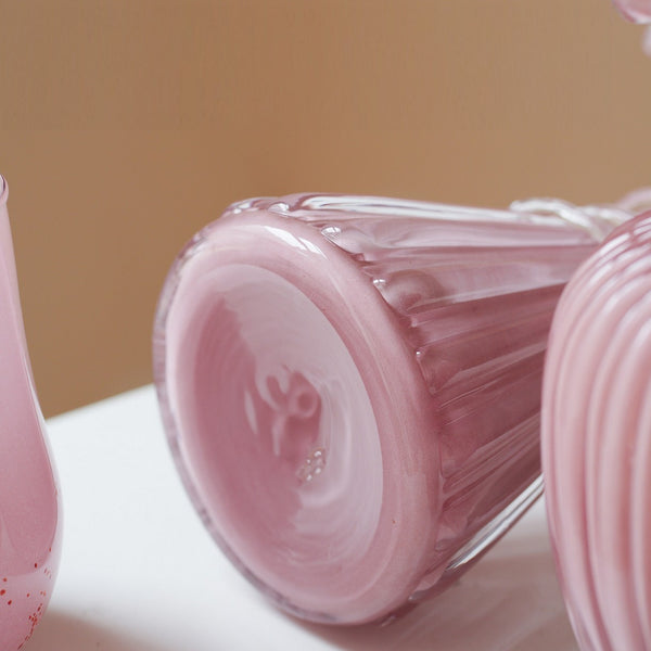 Centerpiece Contemporary Vases on Table, Pink Decorative Glass Vase, Mid Century Glass Vases, Handmade Modern Vases for Bedroom, Modern Glass Vase for Flowers-Paintingforhome