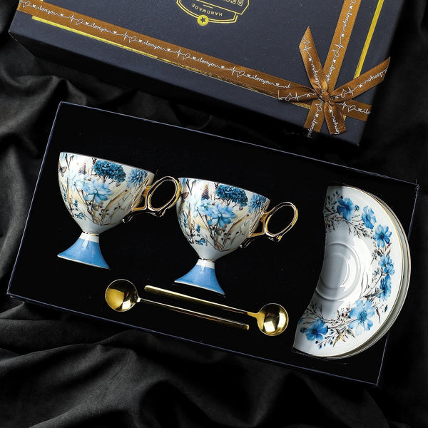British Tea Cup set, Ceramic Tea Cup and Saucer Set in Gift Box, Elegant Ceramic Coffee Cup with Saucer, Porcelain Tea Cup Set and Saucer Set-Paintingforhome