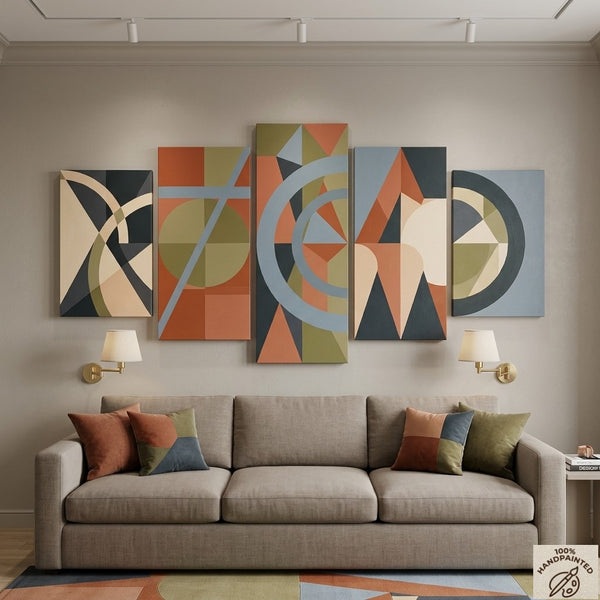 Large Canvas Paintings for Living Room, Geometric Modern Art, Contemporary Abstract Painting, Hand Painted Acrylic Artwork