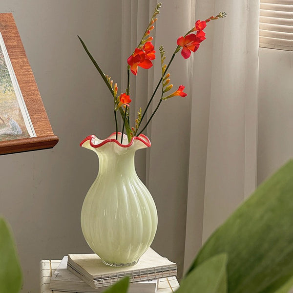 French Vintage Glass Flower Vases, Glass Bud Vases, Flower Vases on Table, Handmade Water Holding Flower Vases-Paintingforhome