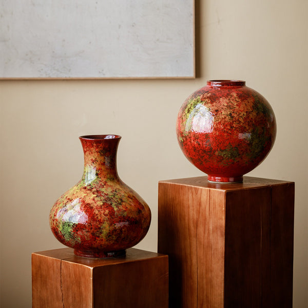 Large Pottery Flower Vases, Handmade Water Holding Flower Vases, Modern Bouquet Flower Vases, Centerpiece on Dining Table, Flower Vase on Table-Paintingforhome